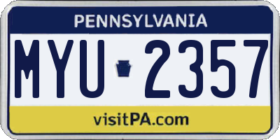PA license plate MYU2357