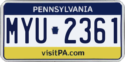 PA license plate MYU2361
