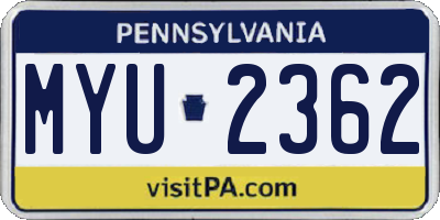 PA license plate MYU2362