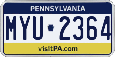 PA license plate MYU2364