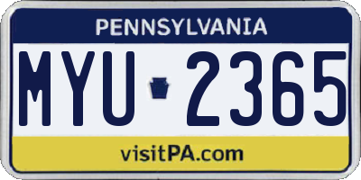 PA license plate MYU2365