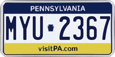 PA license plate MYU2367