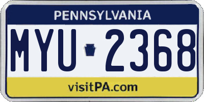 PA license plate MYU2368