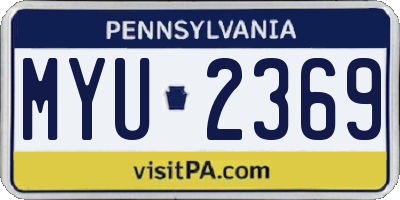 PA license plate MYU2369