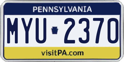 PA license plate MYU2370