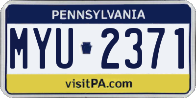 PA license plate MYU2371