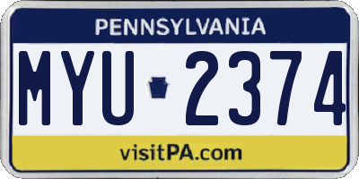 PA license plate MYU2374