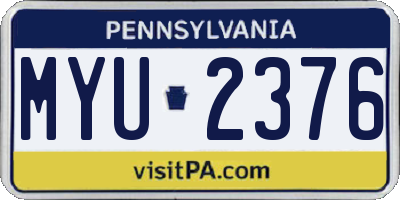 PA license plate MYU2376
