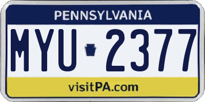 PA license plate MYU2377
