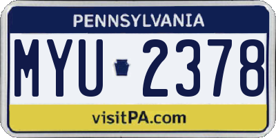 PA license plate MYU2378