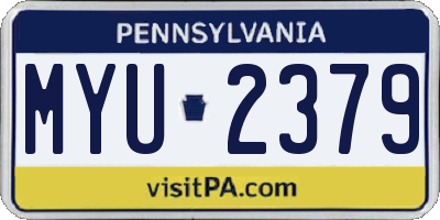 PA license plate MYU2379