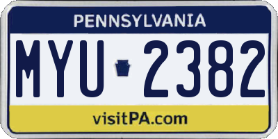 PA license plate MYU2382