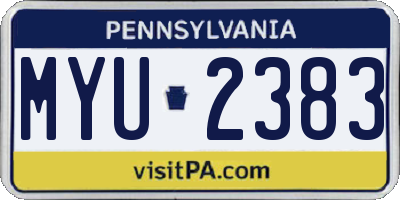 PA license plate MYU2383
