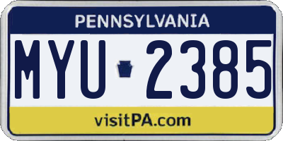 PA license plate MYU2385