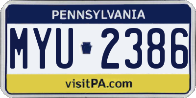 PA license plate MYU2386