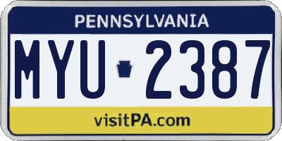 PA license plate MYU2387