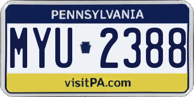 PA license plate MYU2388