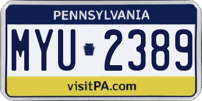 PA license plate MYU2389