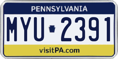 PA license plate MYU2391