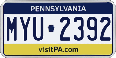 PA license plate MYU2392