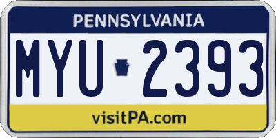 PA license plate MYU2393