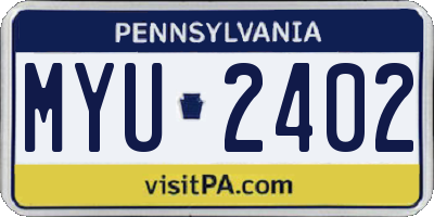 PA license plate MYU2402