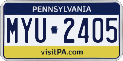 PA license plate MYU2405