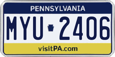 PA license plate MYU2406