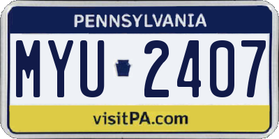 PA license plate MYU2407