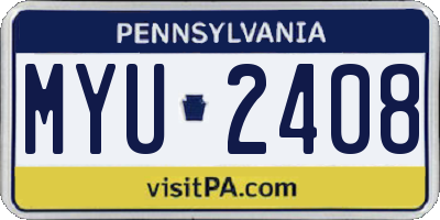 PA license plate MYU2408