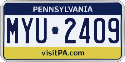 PA license plate MYU2409