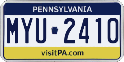 PA license plate MYU2410