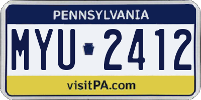 PA license plate MYU2412