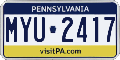 PA license plate MYU2417