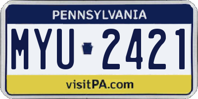 PA license plate MYU2421