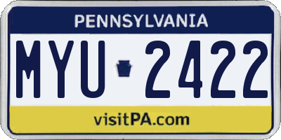 PA license plate MYU2422