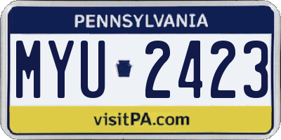 PA license plate MYU2423
