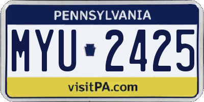 PA license plate MYU2425