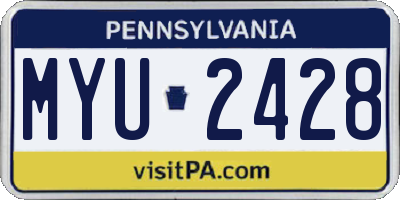 PA license plate MYU2428