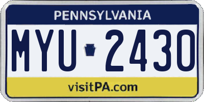 PA license plate MYU2430