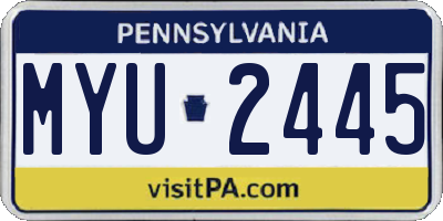 PA license plate MYU2445