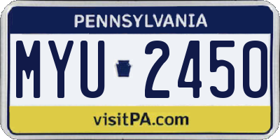PA license plate MYU2450