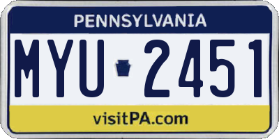 PA license plate MYU2451