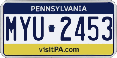 PA license plate MYU2453