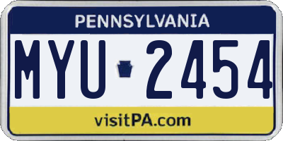 PA license plate MYU2454
