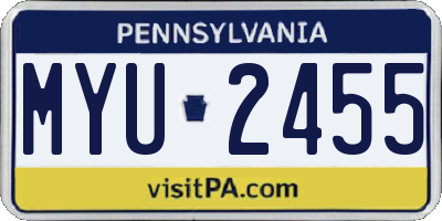 PA license plate MYU2455