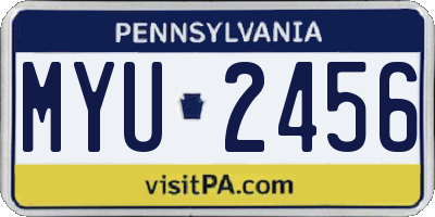 PA license plate MYU2456