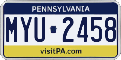 PA license plate MYU2458