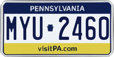 PA license plate MYU2460