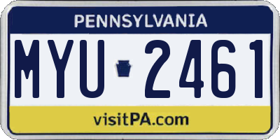 PA license plate MYU2461